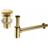 Mexen round washbasin half-siphon with click-clack plug, no overflow, gold - 7991050-50