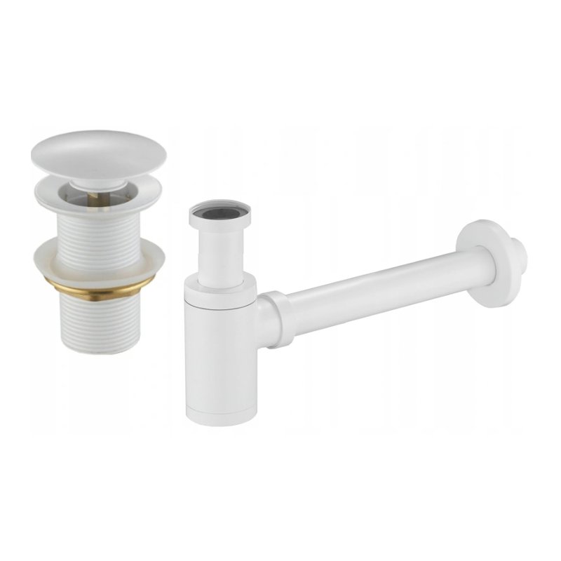 Mexen half sifon ronde wastafel met klik-klak plug, zonder overloop, wit - 7991050-20