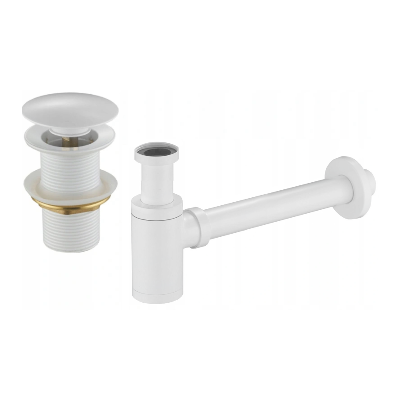 Mexen halve wastafelsifon rond met klik-klak stop, zonder overloop, wit - 7991050-20