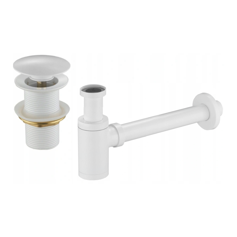 Mexen półsyfon umywalkowy okrągły z korkiem klik-klak, bez przelewu, biały - 7991050-20
