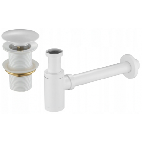Mexen sifón de lavabo redondo con tapón clic-clac, sin rebosadero, blanco - 7991050-20
