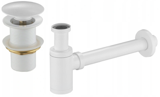 Mexen halve wastafelsifon rond met klik-klak stop, zonder overloop, wit - 7991050-20