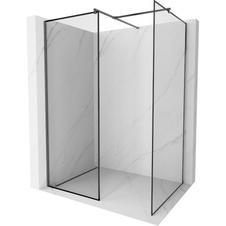 Mexen Kioto Walk-in Shower Wall 130 x 100 cm, Black Frame, Gun Gray Brushed - 800-130-202-66-70-100