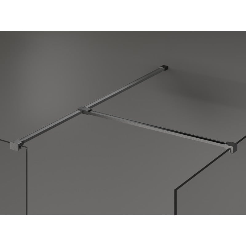 Mexen Kioto pared de ducha Walk-in 130 x 100 cm, marco negro, gris arma cepillado - 800-130-202-66-70-100