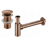 Mexen half-basin round trap with click-clack plug, without overflow, rose gold - 7991050-60