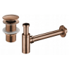 Mexen semisifón de lavabo redondo con tapón clic-clac, sin rebosadero, oro rosa - 7991050-60