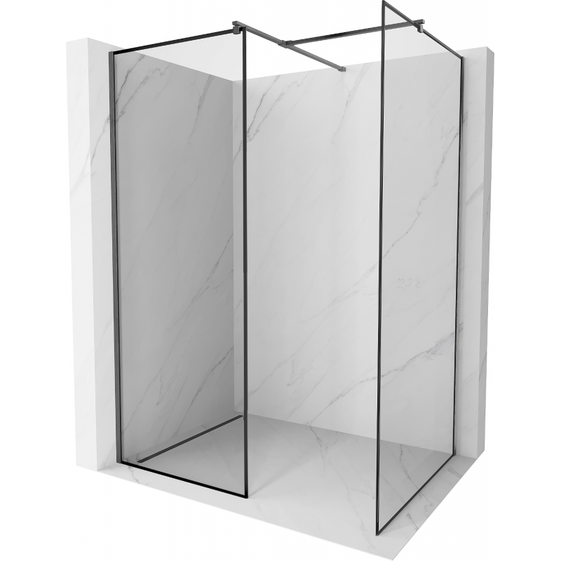Mexen Kioto ścianka prysznicowa Walk-in 140 x 110 cm, czarna ramka, gun gray szczotkowany - 800-140-202-66-70-110