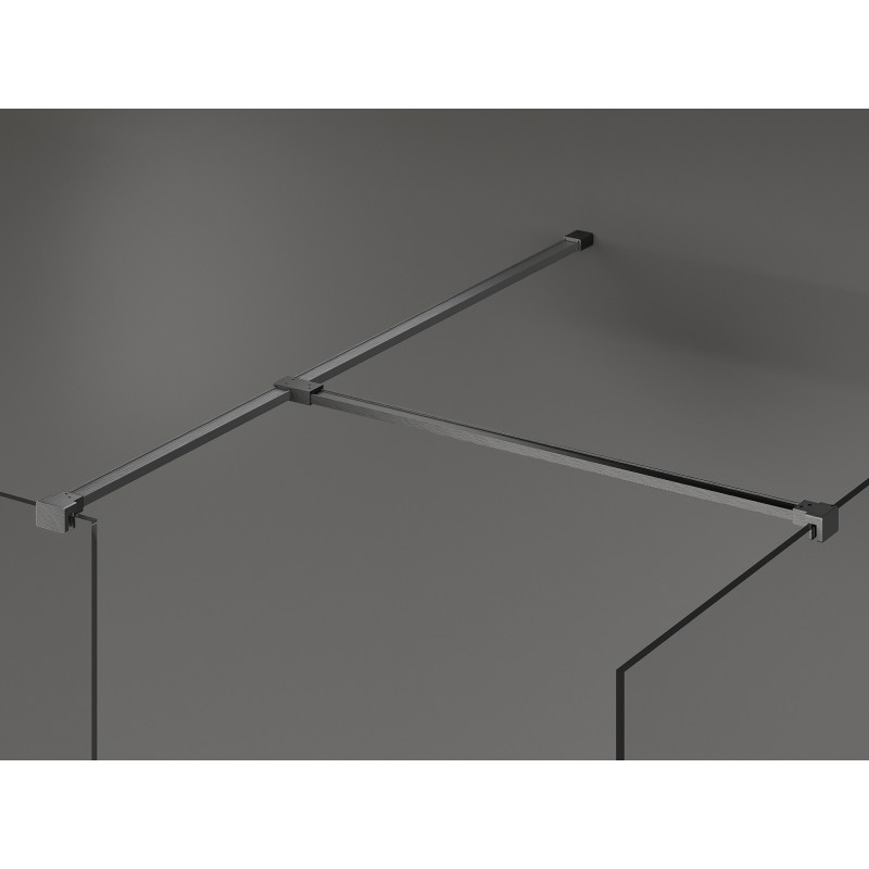 Mexen Kioto walk-in shower screen 140 x 110 cm, black frame, gun gray brushed - 800-140-202-66-70-110