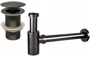 Mexen demi-siphon lavabo rond avec bouchon clic-clac, sans trop-plein, graphite - 7991050-66