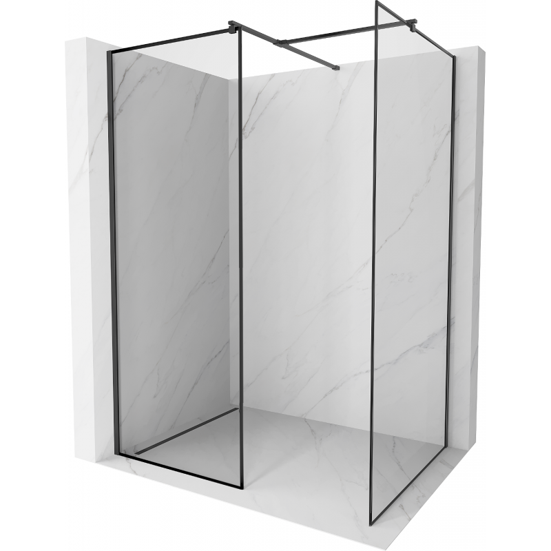 Mexen Kioto Duschwand Walk-in 100 x 80 cm, schwarzer Rahmen, schwarz - 800-100-202-70-70-080