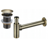 Mexen round washbasin bottle trap with click-clack stopper, without overflow, antique brass- 7991050-40