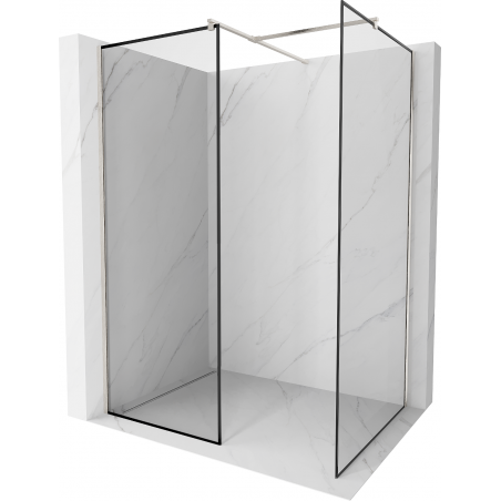 Mexen Kioto tuš pregrada Walk-in 120 x 70 cm, crni okvir, brušeni nikal - 800-120-202-97-70-070