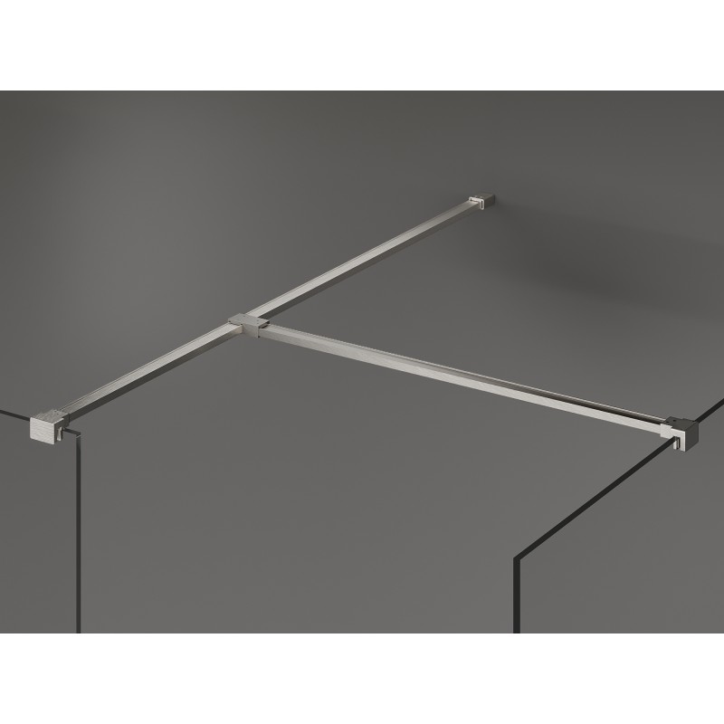 Mexen Kioto tuš stena Walk-in 130 x 70 cm, črn okvir, brušeni nikelj - 800-130-202-97-70-070