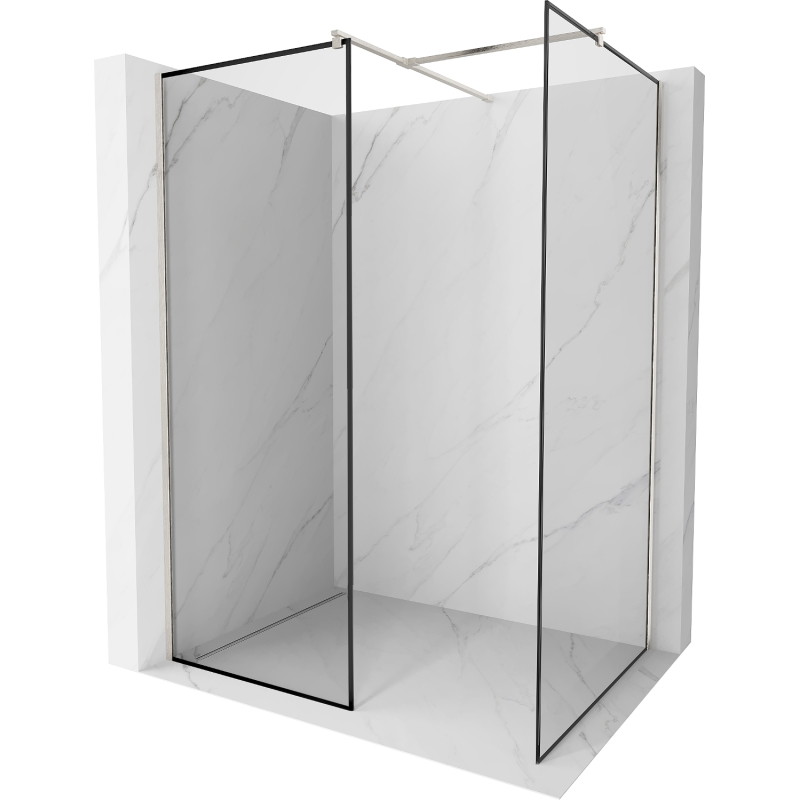 Mexen Kioto dušinurk Walk-in 80 x 80 cm, must raam, harjatud nikkel - 800-080-202-97-70-080