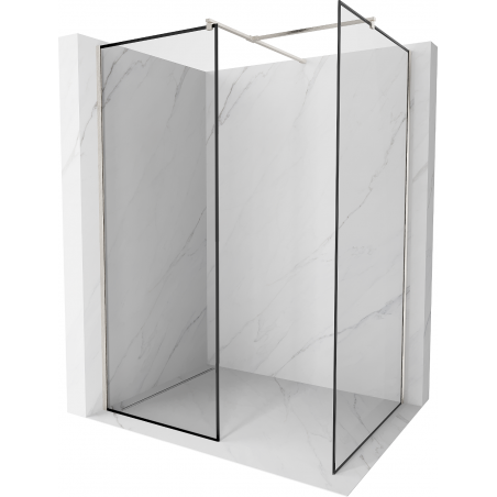 Mexen Kioto Tuš stijena Walk-in 110 x 80 cm, crni okvir, brušeni nikal - 800-110-202-97-70-080