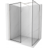 Mexen Kioto Tuš stijena Walk-in 130 x 90 cm, crni okvir, brušeni nikal - 800-130-202-97-70-090