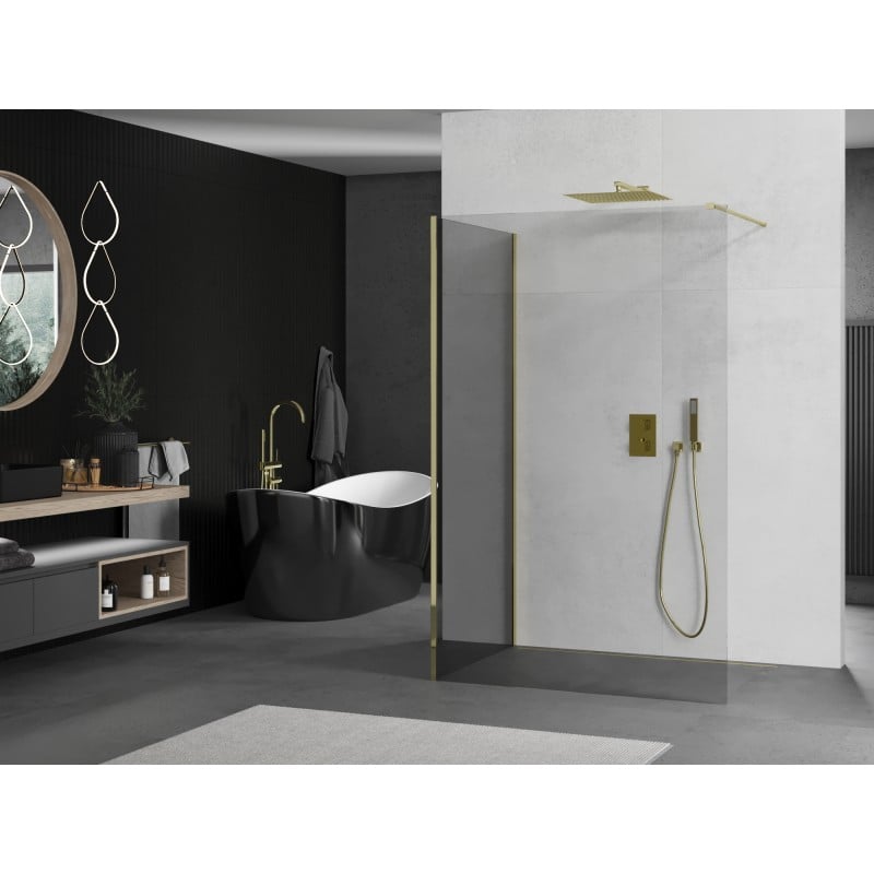 Mexen Kioto ścianka prysznicowa Walk-in 125 x 70 cm, transparent, złota - 800-125-212-50-00-070