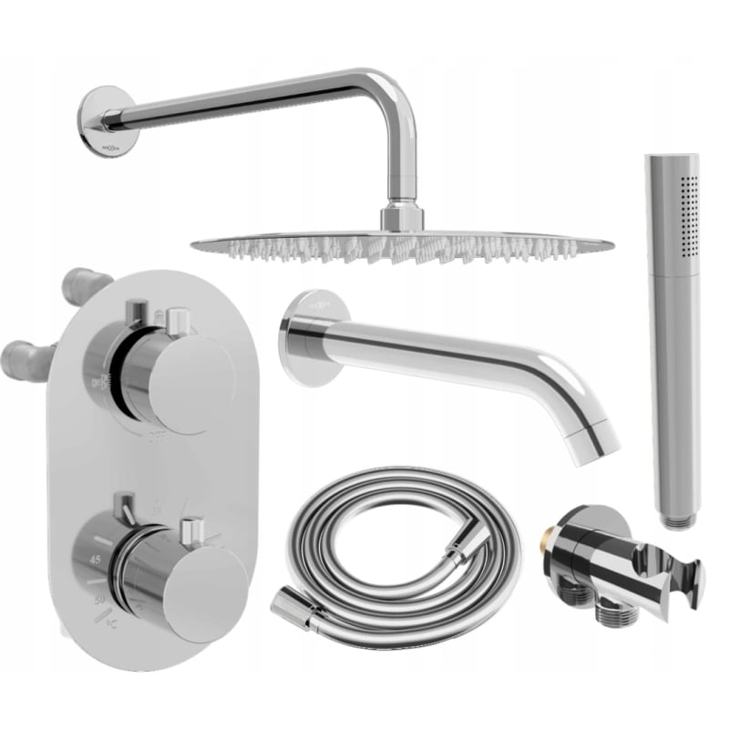 Mexen Kai DR70 zestaw wannowo-prysznicowy podtynkowy z deszczownicą 25 cm, chrom - 77602DR70251-00