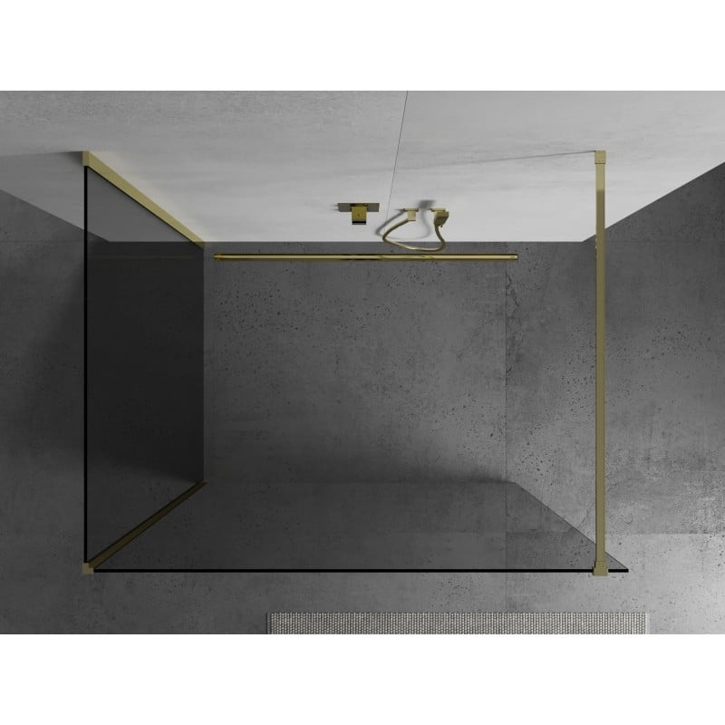 Mexen Kioto parede de duche Walk-in 90 x 75 cm, transparente, dourada - 800-090-212-50-00-075