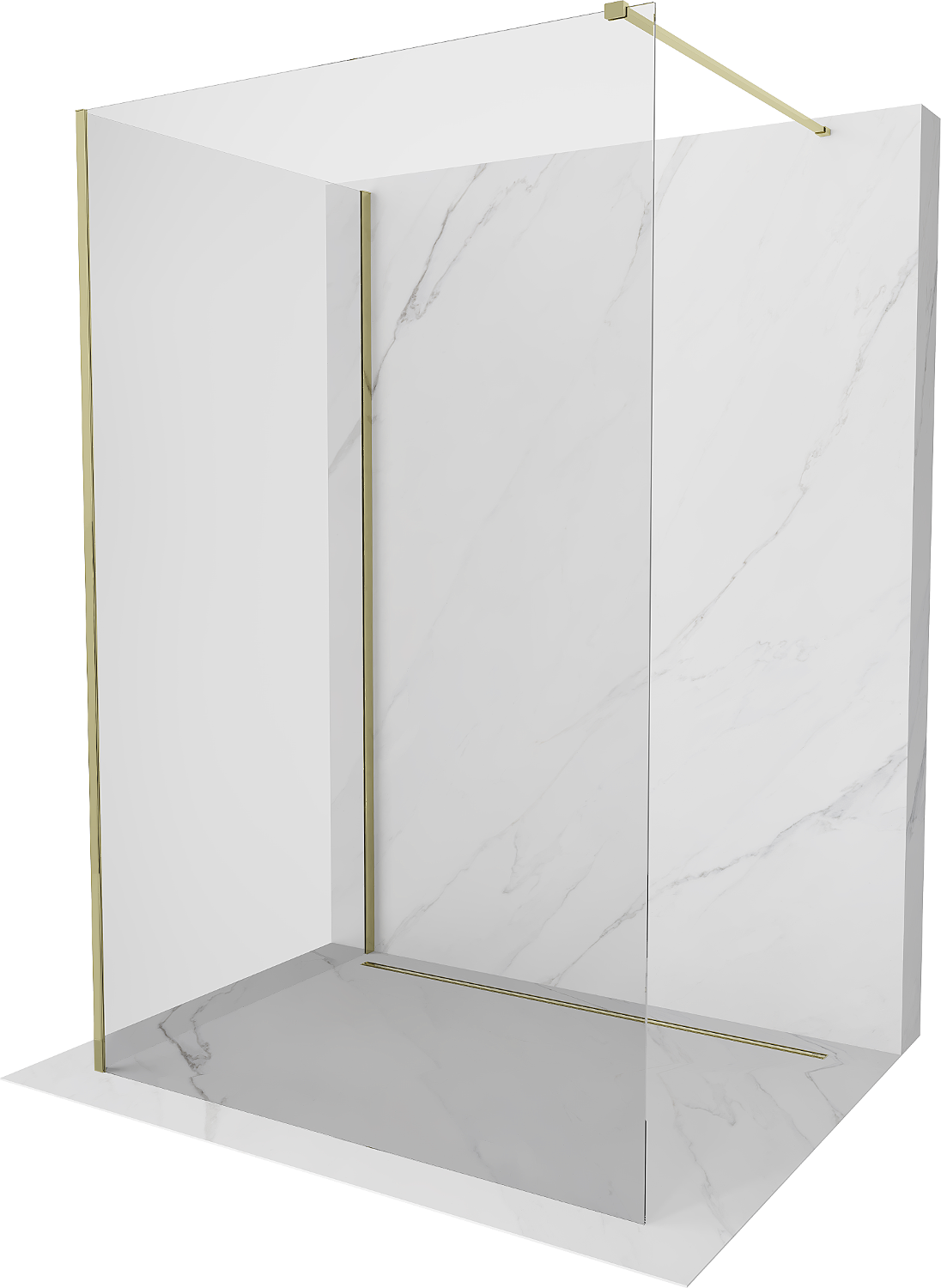 Mexen Kioto ścianka prysznicowa Walk-in 110 x 75 cm, transparent, złota - 800-110-212-50-00-075