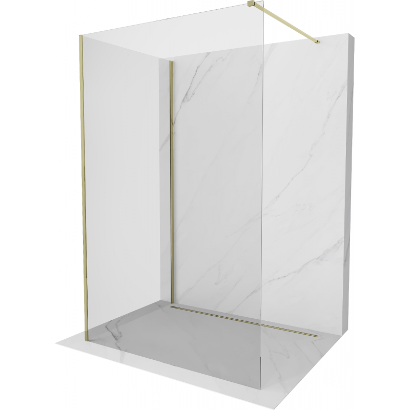 Mexen Kioto ścianka prysznicowa Walk-in 130 x 75 cm, transparent, złota - 800-130-212-50-00-075