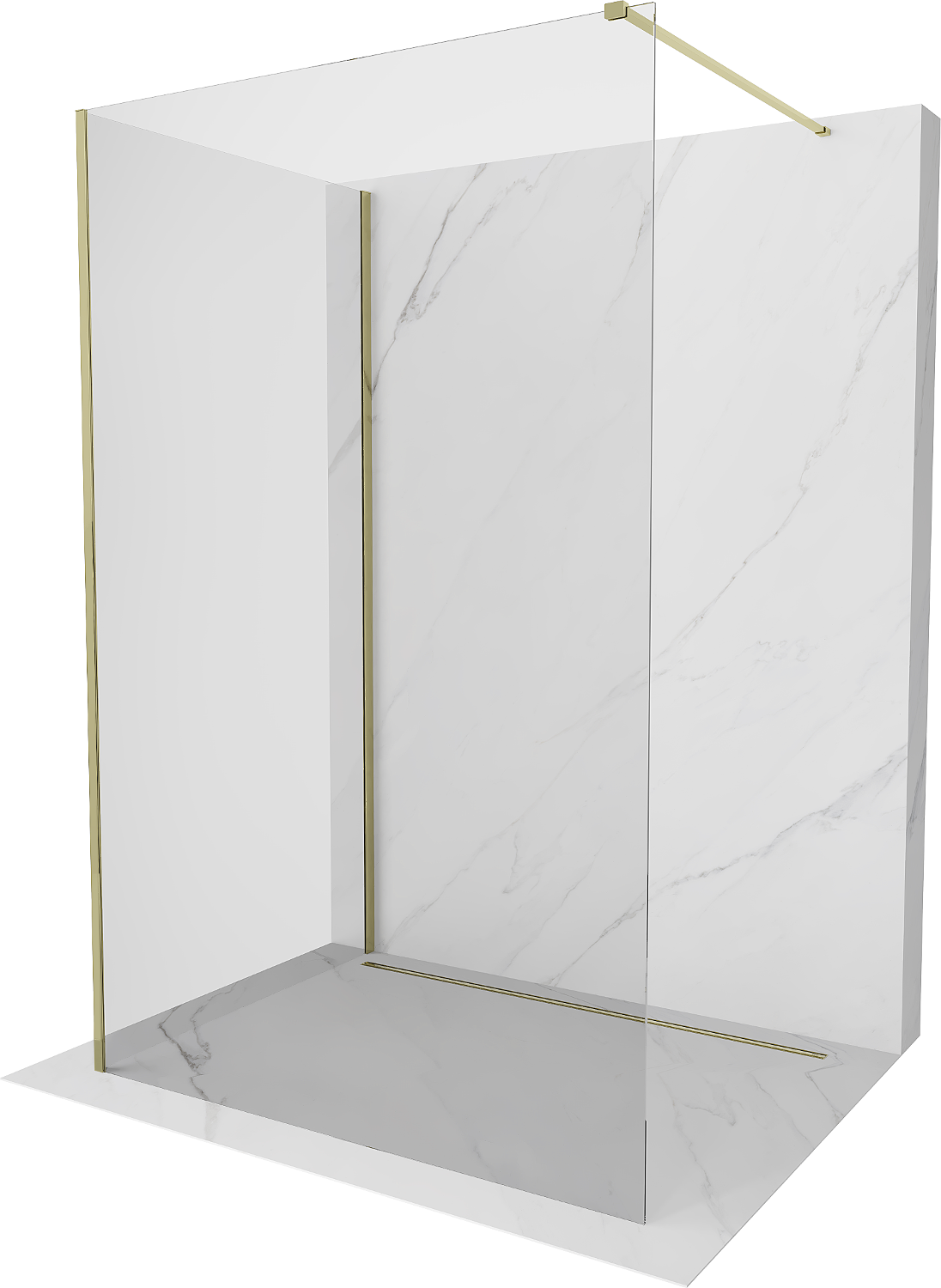 Mexen Kioto ścianka prysznicowa Walk-in 130 x 75 cm, transparent, złota - 800-130-212-50-00-075