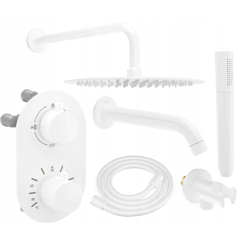 Mexen Kai DR70 Concealed Bathtub-Shower Set with 25 cm Rain Shower, White - 77602DR70251-20