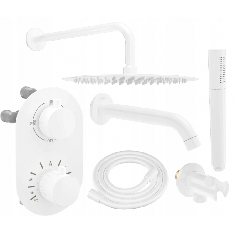 Mexen Kai DR70 Unterputz-Bad- und Duschset mit 25 cm Kopfbrause, weiß - 77602DR70251-20