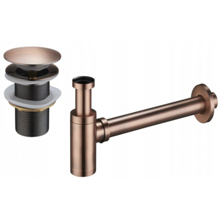 Mexen semisifón de lavabo redondo con tapón clic-clac, sin rebosadero, cobre antiguo - 7991050-45