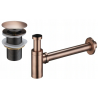 Mexen sifone semi-circolare da lavabo con tappo clic-clac, senza troppo pieno, rame antico - 7991050-45