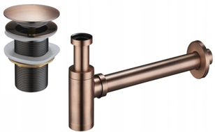 Mexen sifone semi-circolare da lavabo con tappo clic-clac, senza troppo pieno, rame antico - 7991050-45