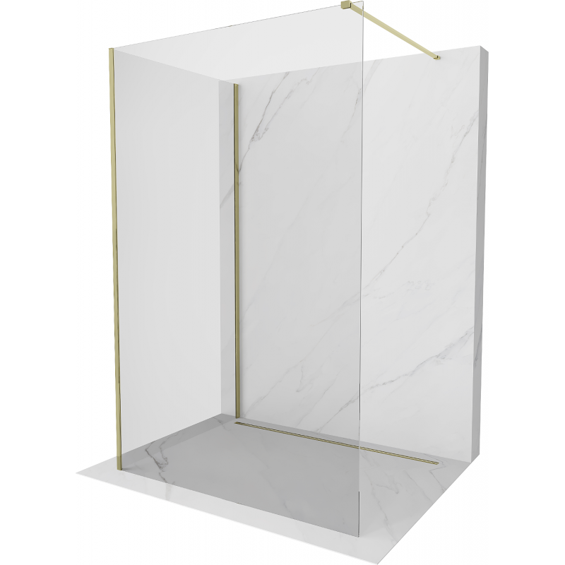 Mexen Kioto douchewand Walk-in 100 x 100 cm, transparant, goud - 800-100-212-50-00-100