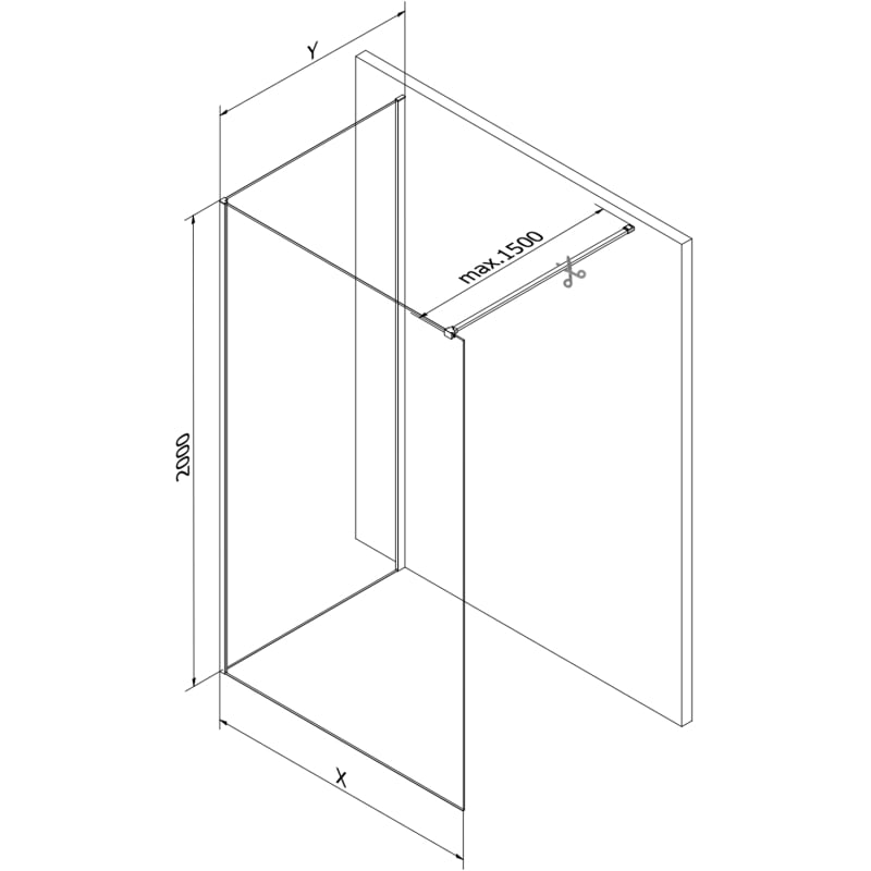 Mexen Kioto Zidna tuš stijena Walk-in 95 x 90 cm, prozirna, zlatna - 800-095-212-50-00-090