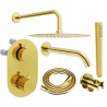 Mexen Kai DR70 conjunto de bañera-ducha empotrado con rociador de 25 cm, dorado - 77602DR70251-50