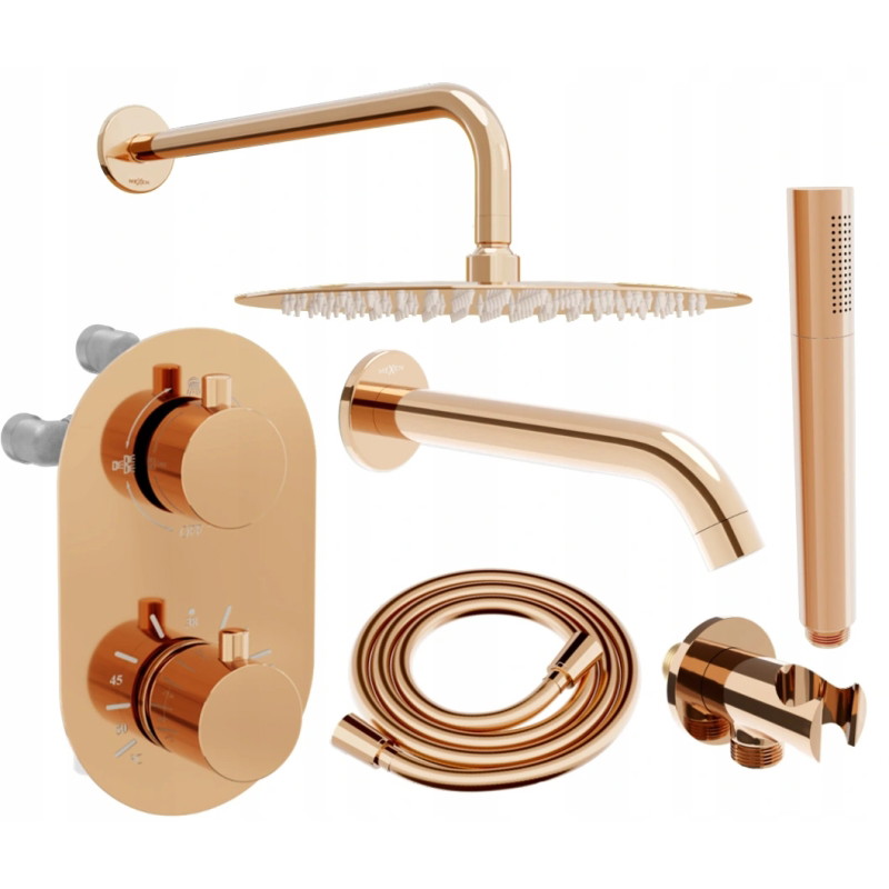 Mexen Kai DR70 ugradbeni set za kadu i tuš s kišnicom 25 cm, ružičasto zlato - 77602DR70251-60