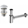 Mexen round basin bottle trap with ceramic click-clack plug, no overflow, chrome/white - 7991050-02