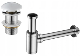 Mexen halfsifon ronde wastafel met keramische klik-klak plug, zonder overloop, chroom/wit - 7991050-02