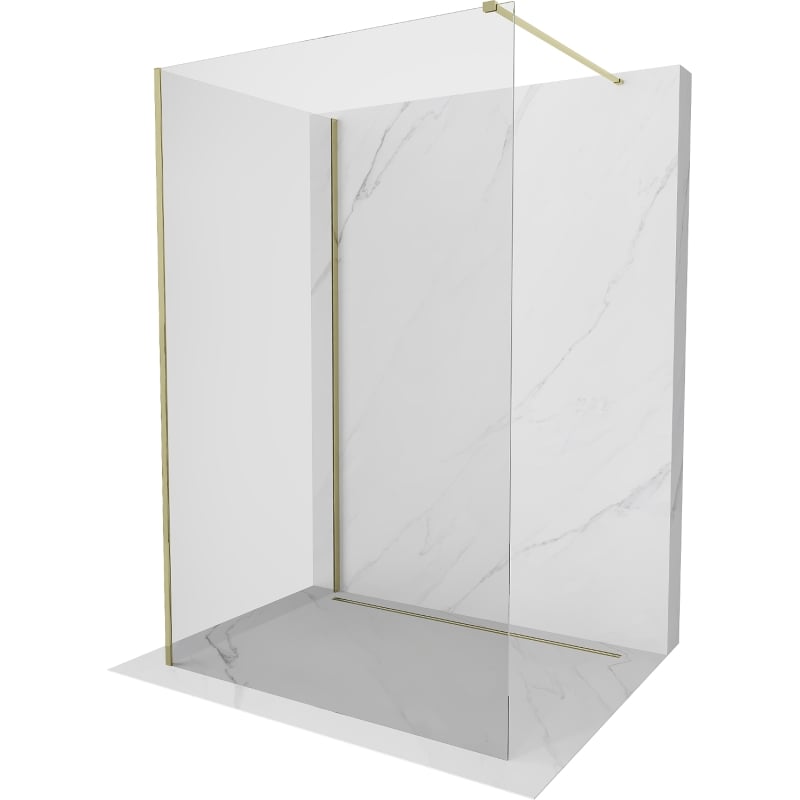 Mexen Kioto Zidna tuš stijenka Walk-in 125 x 120 cm, prozirna, zlatna - 800-125-212-50-00-120
