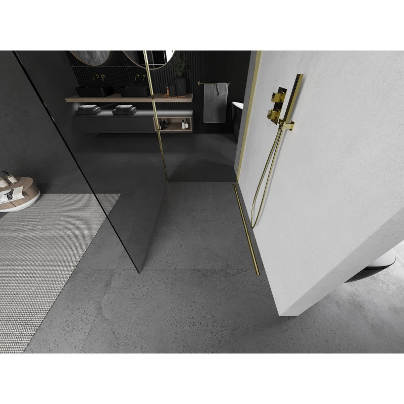 Mexen Kioto Duschawand Walk-in 115 x 110 cm, transparent, gëllen - 800-110-212-50-00-115