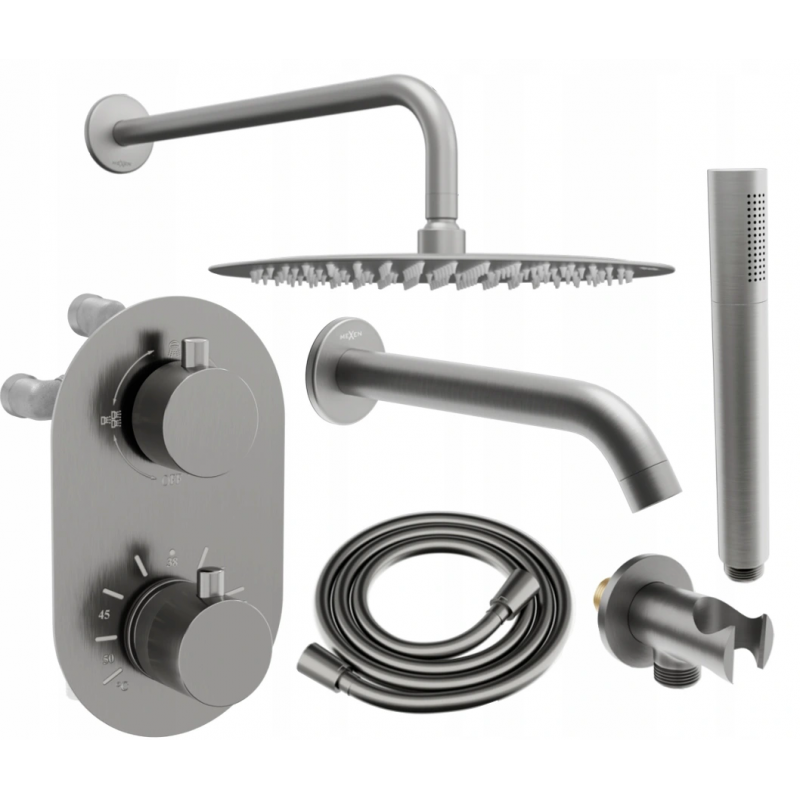 Mexen Kai DR70 conjunto de bañera y ducha empotrado con rociador 25 cm, grafito - 77602DR70251-66