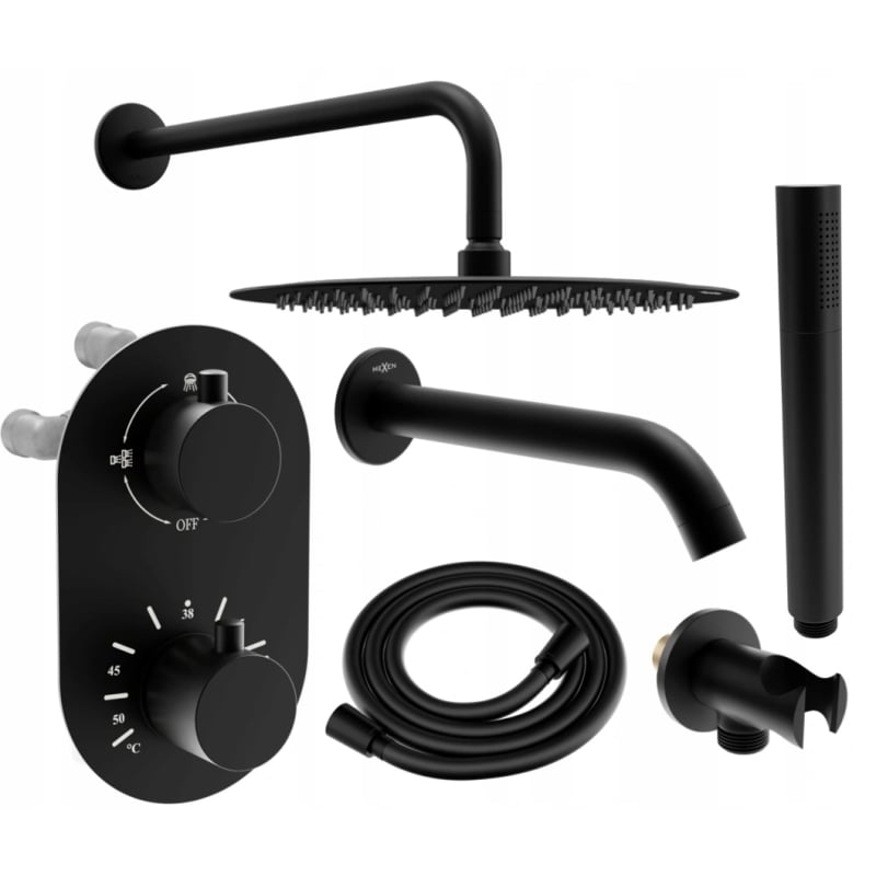 Mexen Kai DR70 Concealed Bathtub-Shower Set with 25 cm Rain Shower, Black - 77602DR70251-70