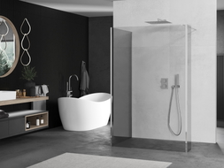 Mexen Kioto Tuš pregrada Walk-in 100 x 75 x 30 cm, prozirna, krom - 800-100-075-221-01-00-030