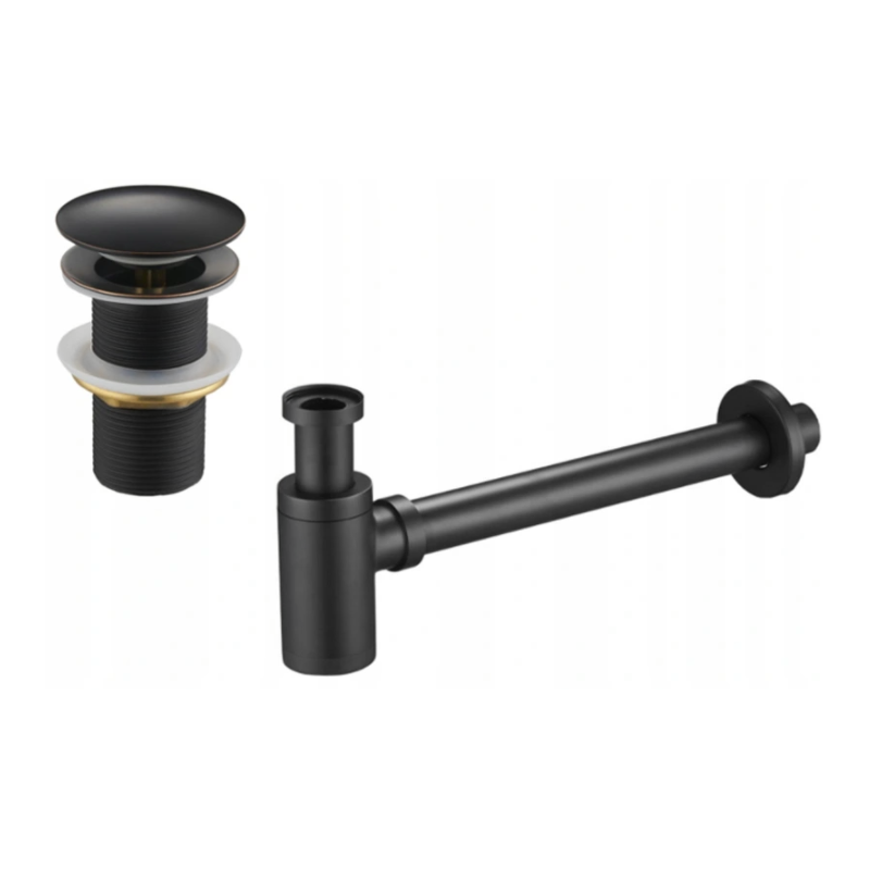 Mexen siphon d'évier rond avec bouchon clic-clac, sans trop-plein, noir antique - 7991050-79