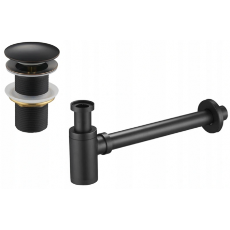 Mexen siphon d'évier rond avec bouchon clic-clac, sans trop-plein, noir antique - 7991050-79