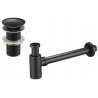 Mexen round washbasin bottle trap with click-clack plug, without overflow, antique black - 7991050-79