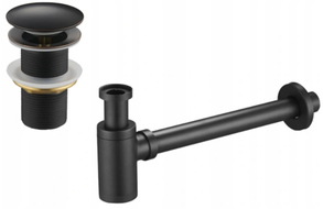 Mexen round washbasin bottle trap with click-clack plug, without overflow, antique black - 7991050-79