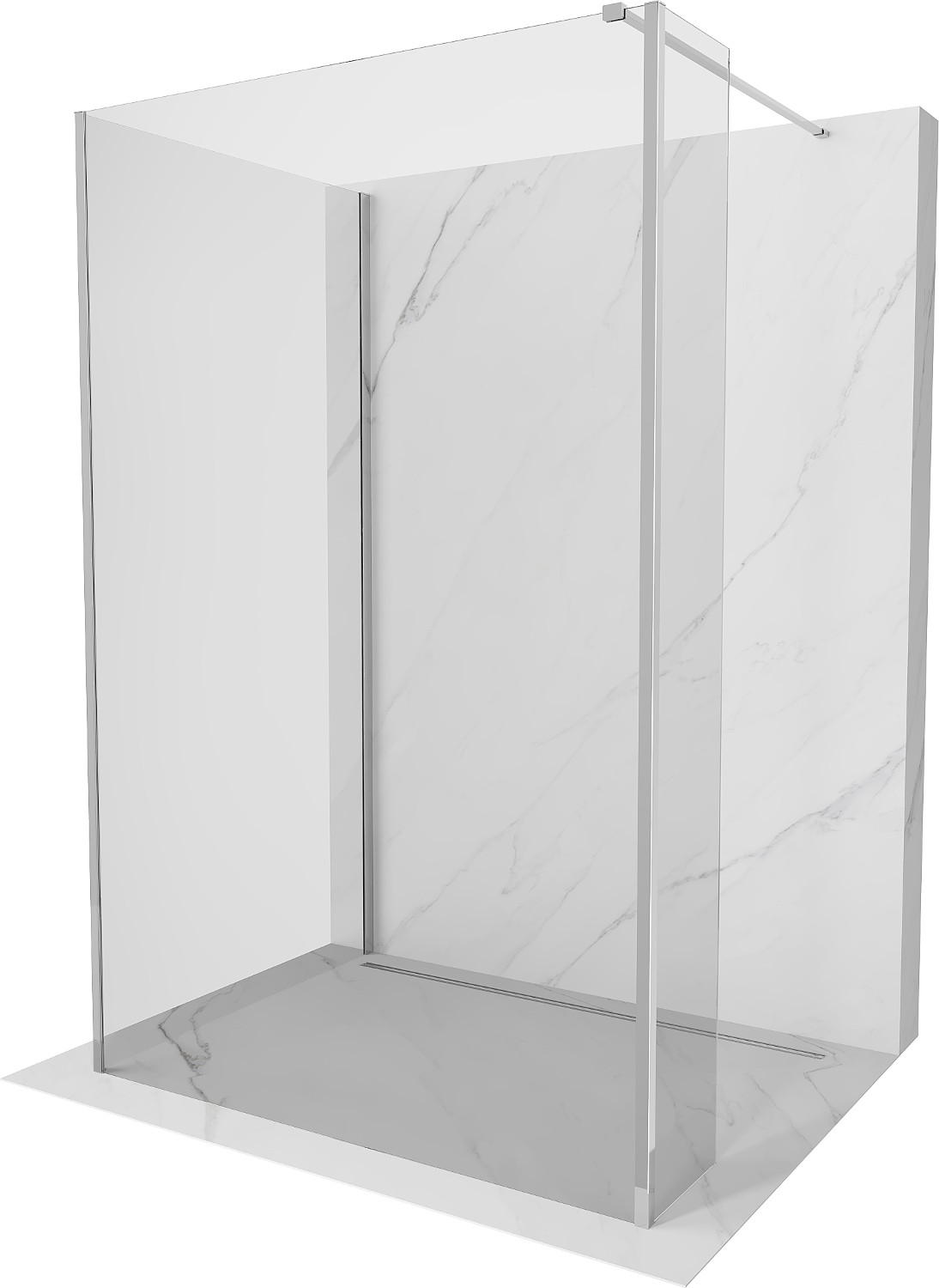 Mexen Kioto ścianka prysznicowa Walk-in 130 x 80 x 30 cm, transparent, chrom - 800-130-080-221-01-00-030