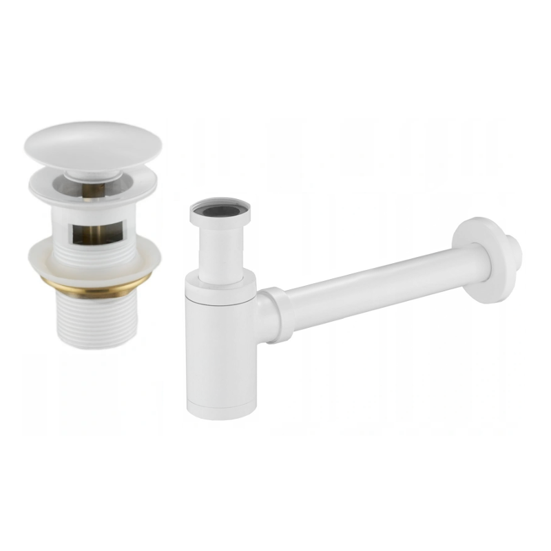 Mexen półsyfon umywalkowy okrągły z korkiem klik-klak, z przelewem, biały - 7992050-20