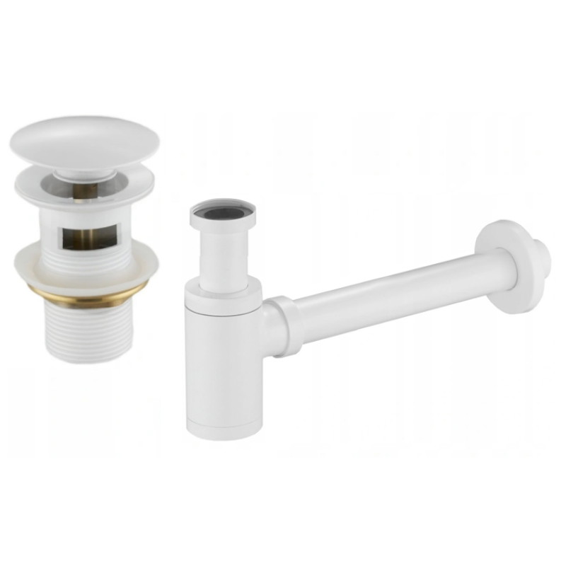 Mexen semi-siphon round washbasin with click-clack plug, with overflow, white - 7992050-20