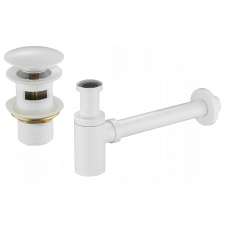 Mexen demi-siphon de lavabo rond avec bouchon clic-clac, avec trop-plein, blanc - 7992050-20